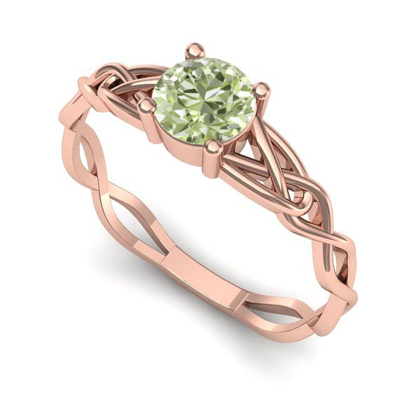 Inel din aur roz cu diamant de laborator verde