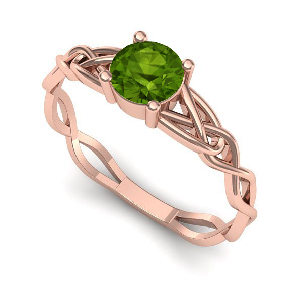 Inel de logodna din aur roz cu peridot