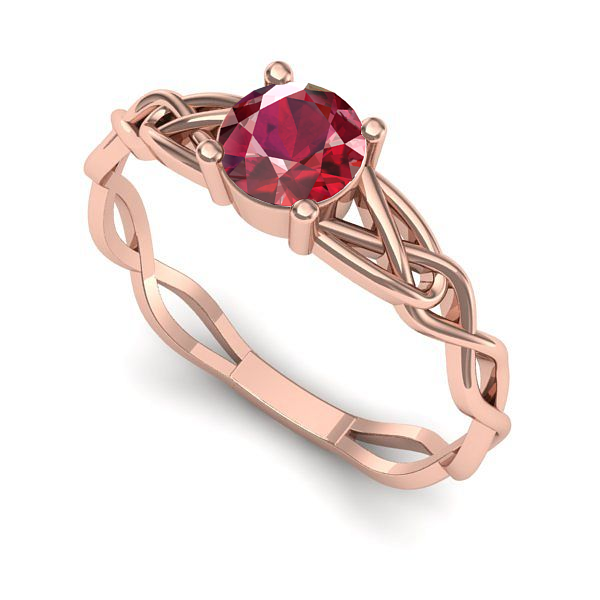 Inel din aur roz cu rubin