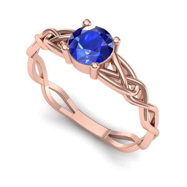 Inel din aur roz cu safir