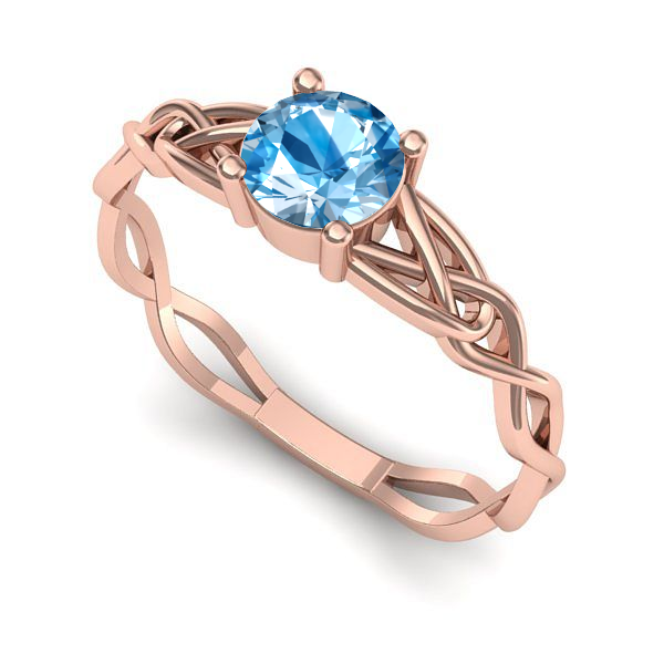Inel de logodna din aur roz cu topaz blue
