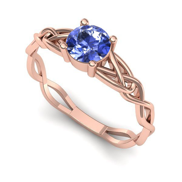 Inel din aur roz cu tanzanit