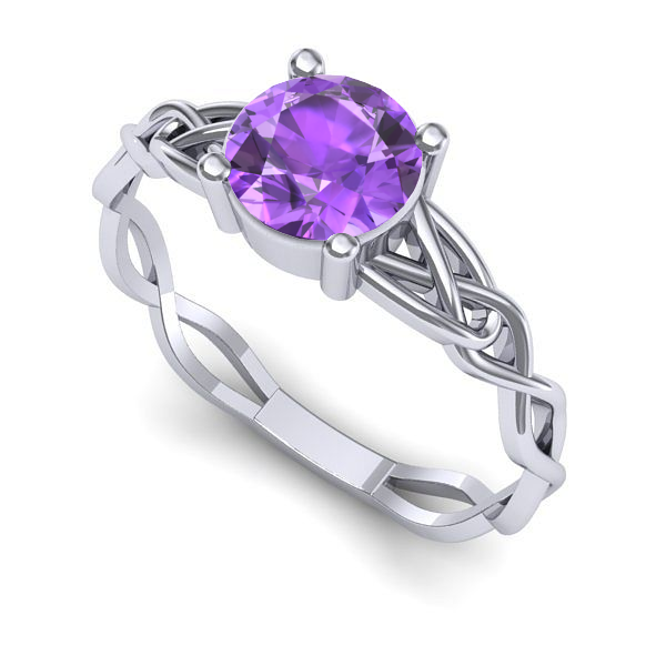 Inel logodna din aur alb cu ametist