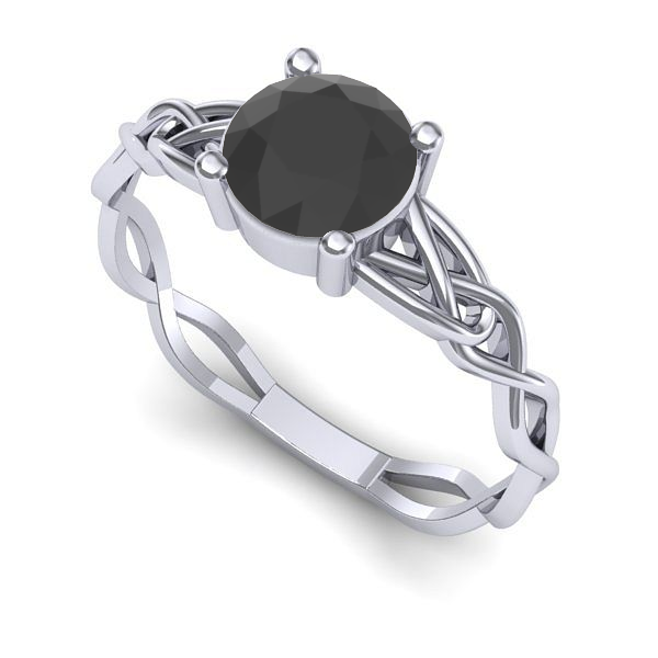 Inel din aur alb cu diamant negru