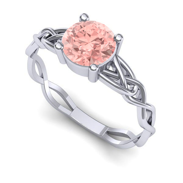 Inel de logodna din aur alb cu diamant de laborator roz