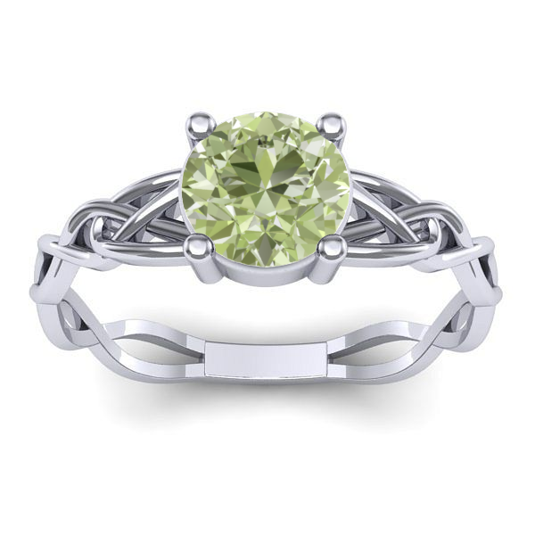 Inel de logodna cu diamant de laborator verde rotund