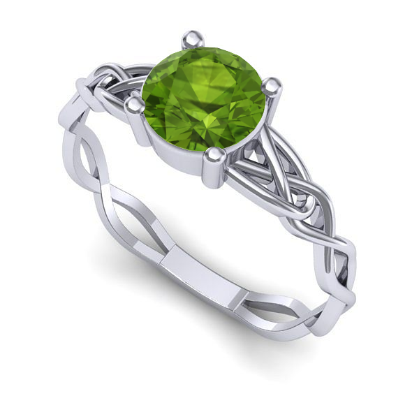 Inel din aur alb cu peridot