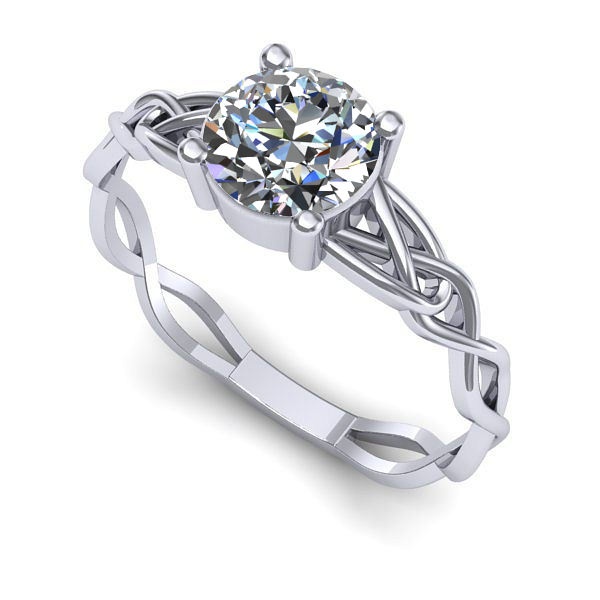 Inel de logodna din aur alb cu safir alb