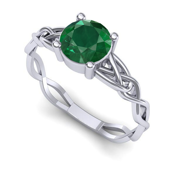 Inel de logodna din aur alb cu smarald