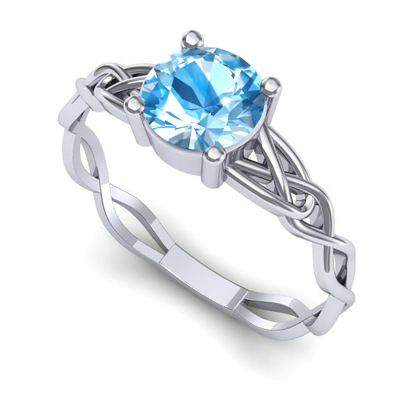 Inel logodna din aur alb cu topaz blue