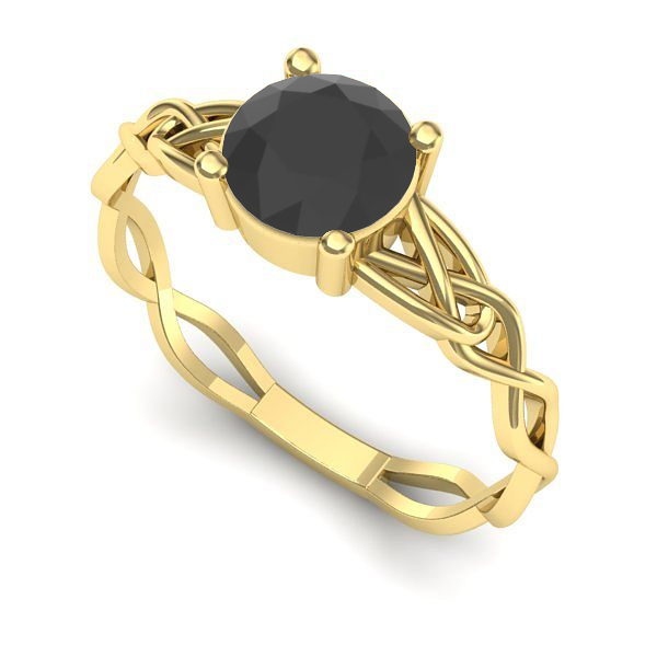 Inel din aur galben cu diamant negru