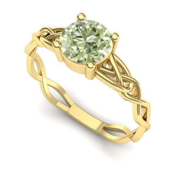 Inel din aur galben cu diamant de laborator verde