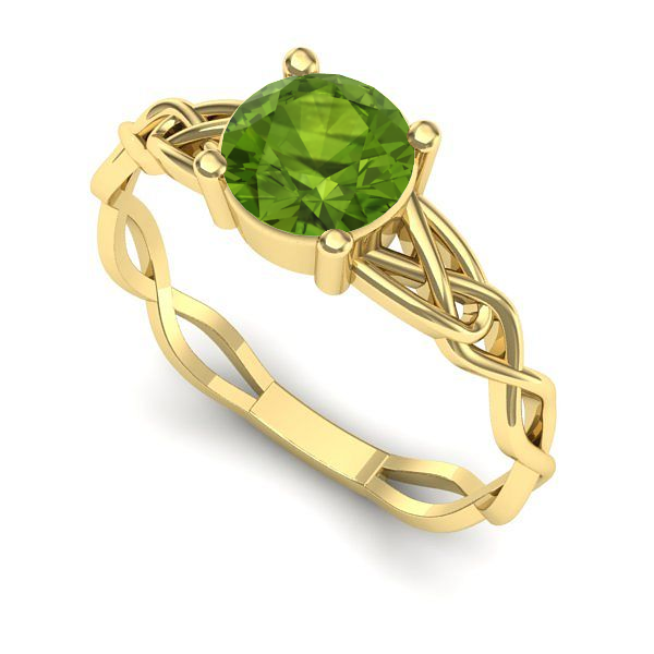 Inel de logodna din aur galben cu peridot