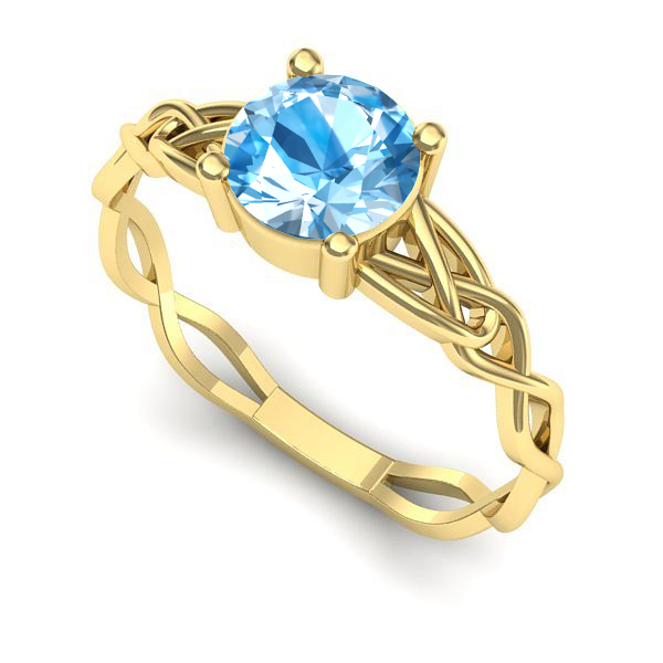 Inel din aur galben cu topaz blue