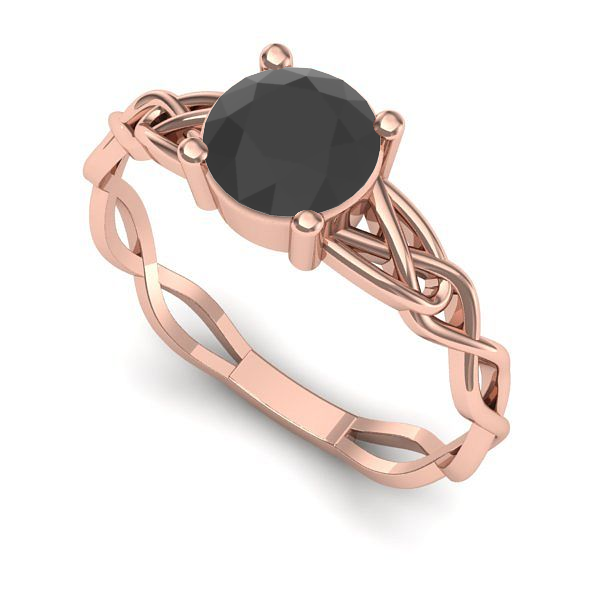 Inel din aur roz cu diamant negru