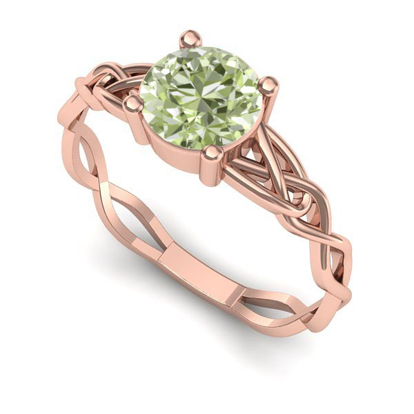Inel de logodna din aur roz cu diamant de laborator verde