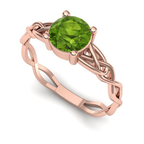 Inel din aur roz cu peridot