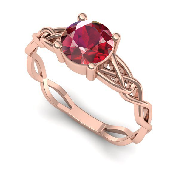 Inel din aur roz cu rubin