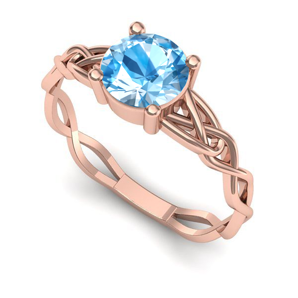 Inel logodna din aur roz cu topaz blue