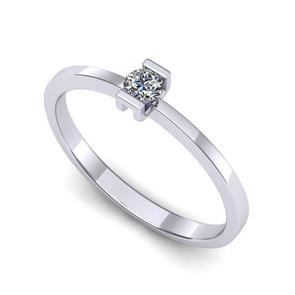 Inel de logodna din aur alb cu diamant