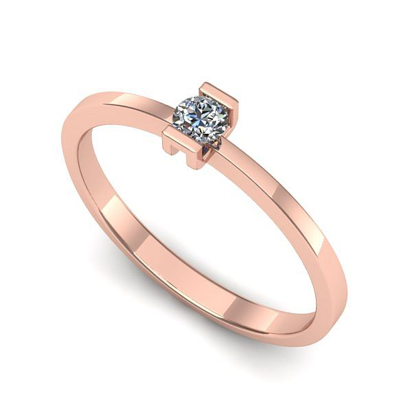 Inel de logodna din aur roz cu diamant