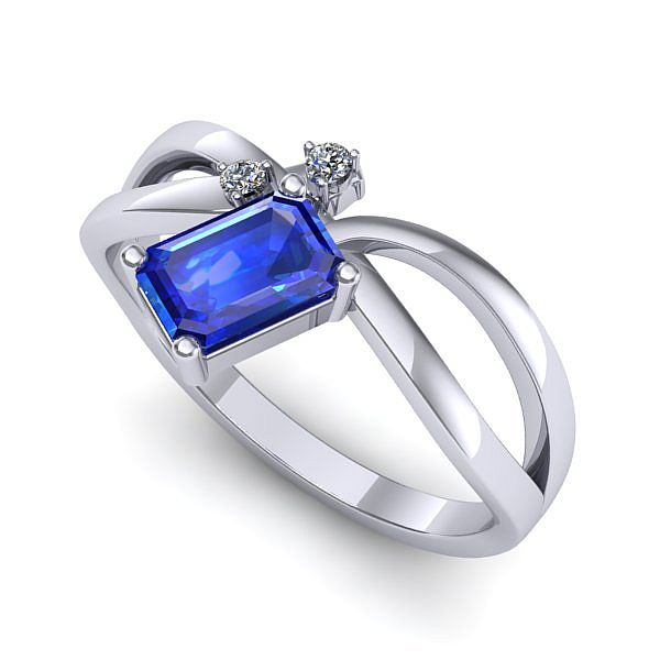 Inel din aur alb cu safir