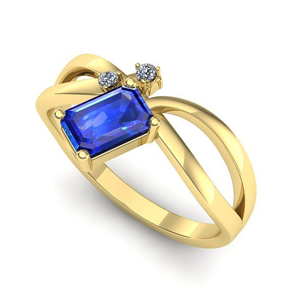 Inel de logodna din aur galben cu safir