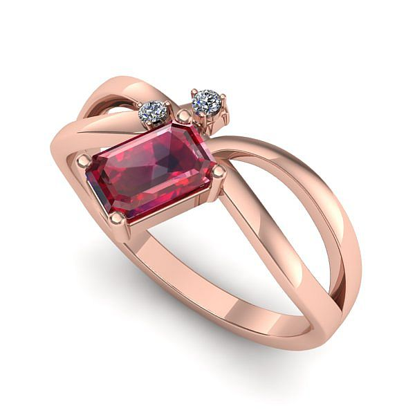 Inel de logodna din aur roz cu rubin