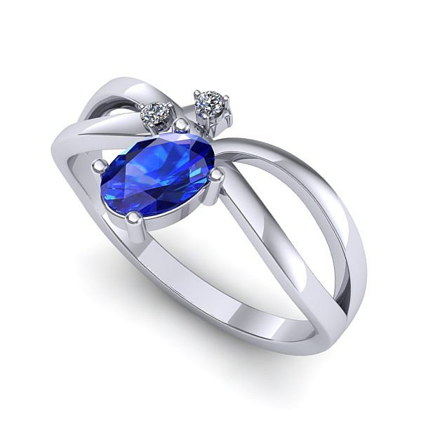 Inel de logodna din aur alb cu safir