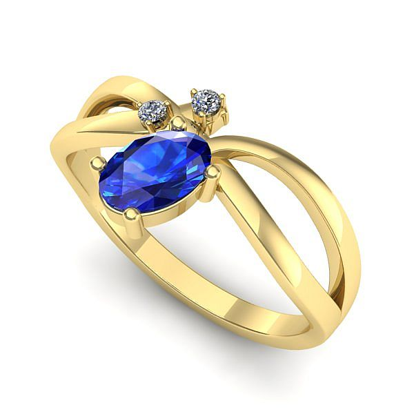 Inel din aur galben cu safir