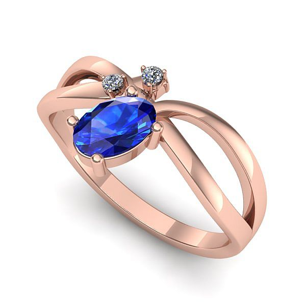 Inel din aur roz cu safir