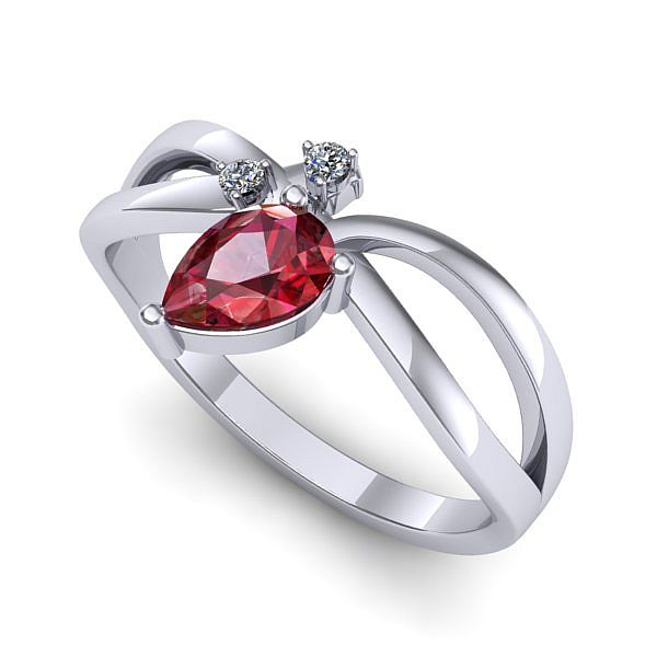 Inel logodna din aur alb cu rubin