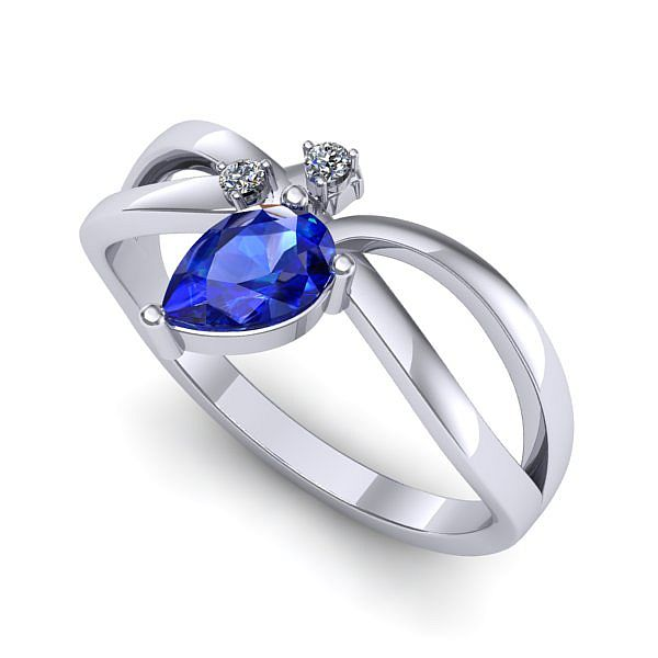 Inel de logodna din aur alb cu safir