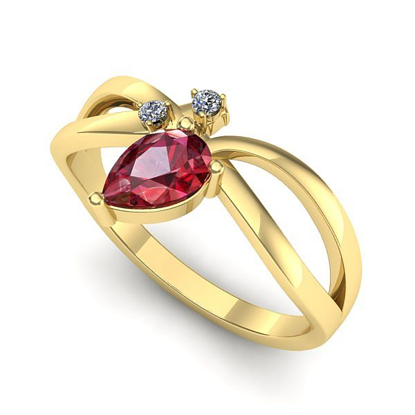 Inel de logodna din aur galben cu rubin