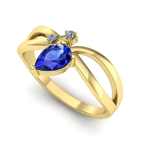 Inel din aur galben cu safir