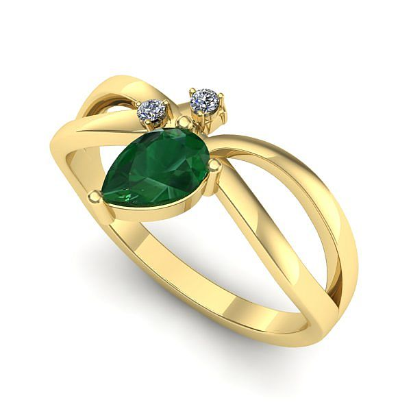 Inel de logodna din aur galben cu smarald