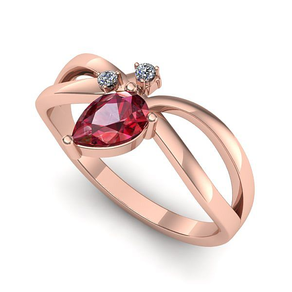 Inel logodna din aur roz cu rubin