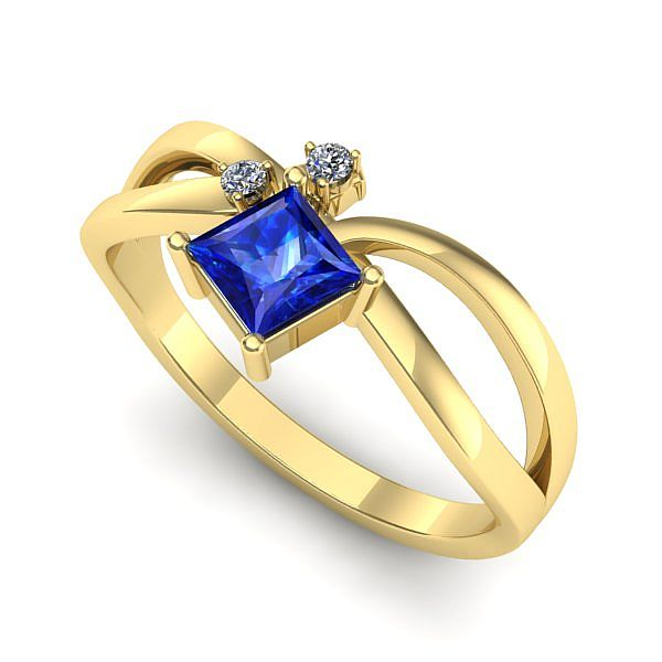 Inel din aur galben cu safir