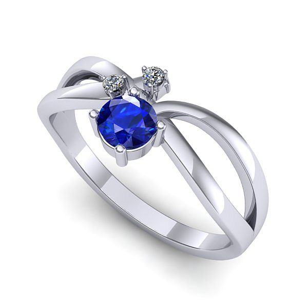 Inel de logodna din aur alb cu safir