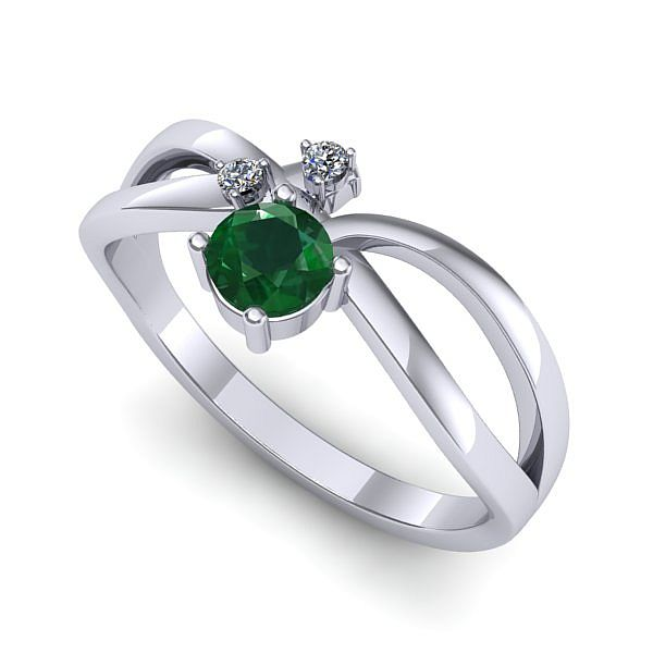 Inel logodna din aur alb cu smarald
