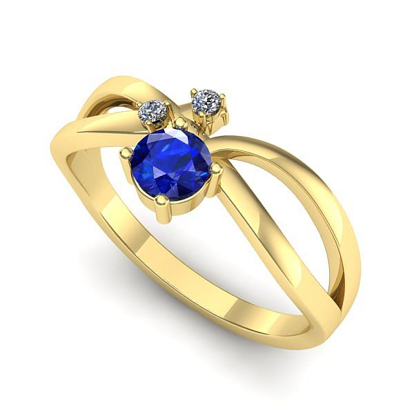 Inel de logodna din aur galben cu safir
