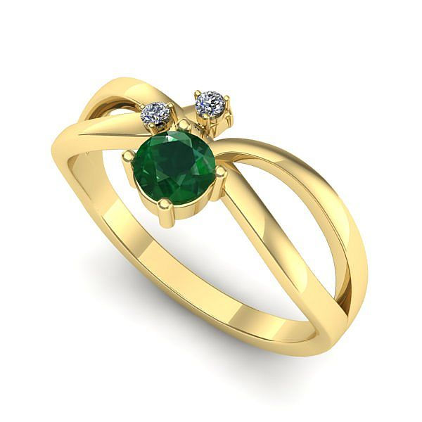 Inel logodna din aur galben cu smarald