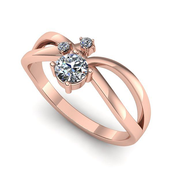 Inel de logodna din aur roz cu diamant