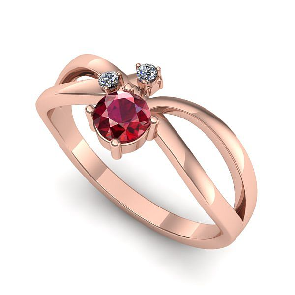 Inel de logodna din aur roz cu rubin