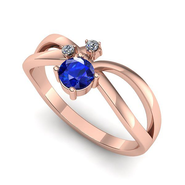 Inel logodna din aur roz cu safir