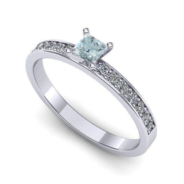 Inel de logodna din aur alb cu aquamarin