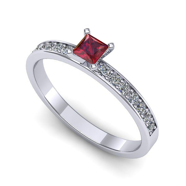 Inel din aur alb cu rubin