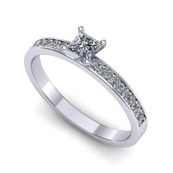 Inel logodna din aur alb cu safir alb