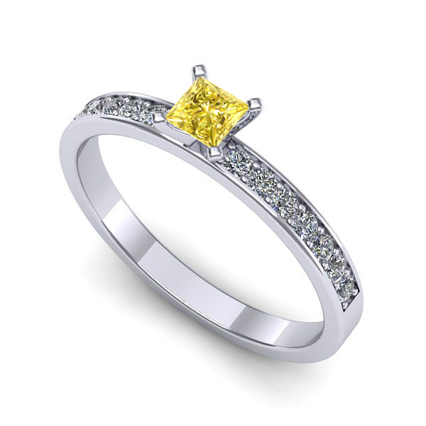 Inel din aur alb cu safir galben