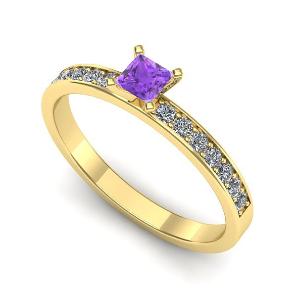 Inel din aur galben cu ametist